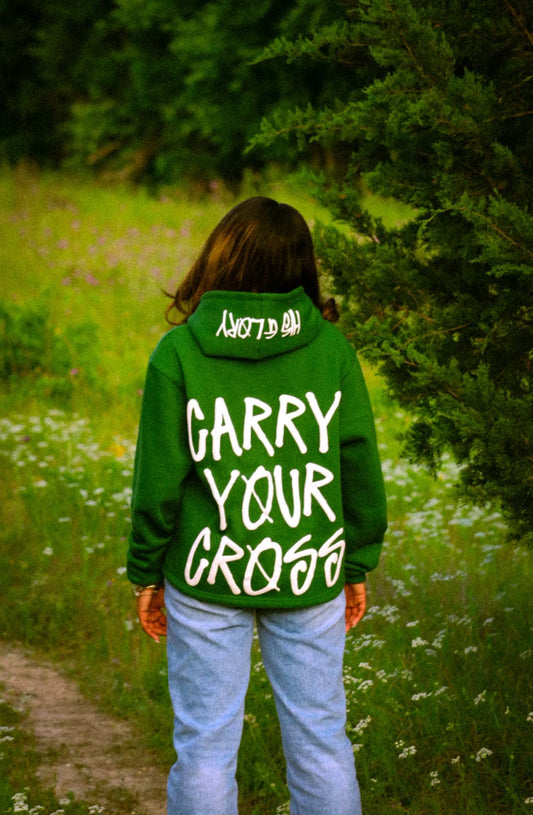 Olive green Carry Your Cross hoodie